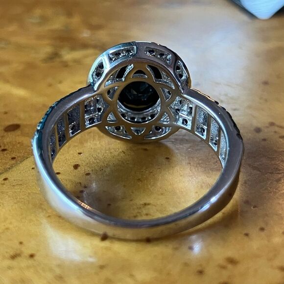 Natural Black Spinel Sterling Silver Ring Size 7 - Picture 5 of 9